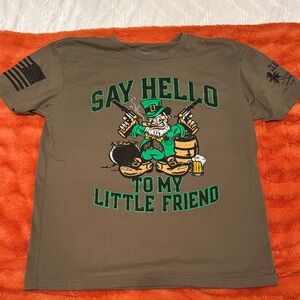 Graphic Tee - Olive Green "Say Hello to My Little Friend"